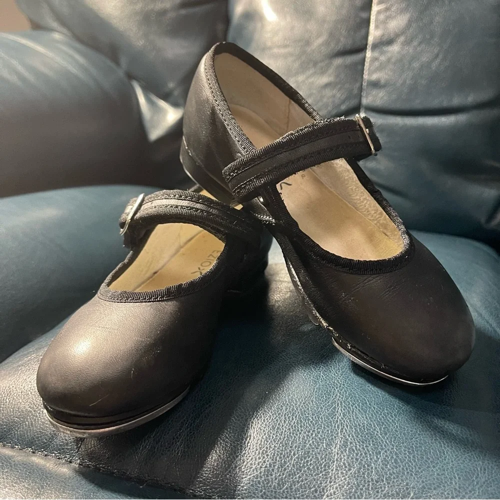 Capezio Black Leather Tap Shoes - GC - Size 9.5 - Picture 1 of 8